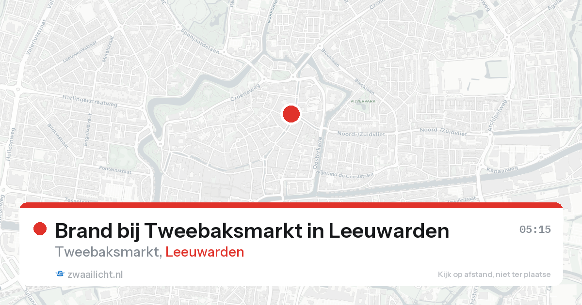 Brand bij Tweebaksmarkt in Leeuwarden — 22 aug 2026