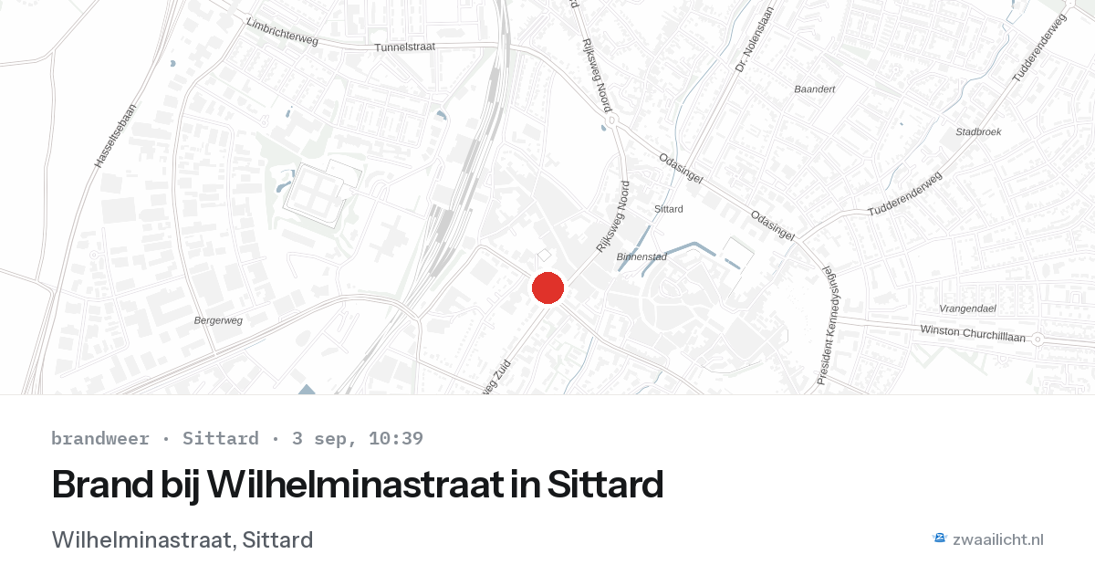 Brand bij Wilhelminastraat in Sittard — 3 sep 2026