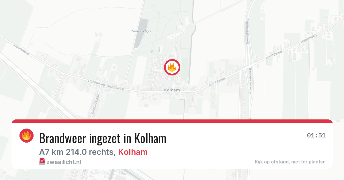Brandweer ingezet in Kolham — 19 jun 2026 | 🚨 Zwaailicht.nl