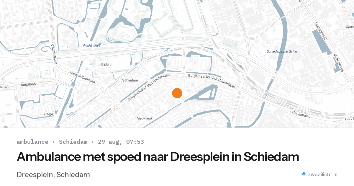 Ambulance met spoed naar Dreesplein in Schiedam — 29 aug 2026