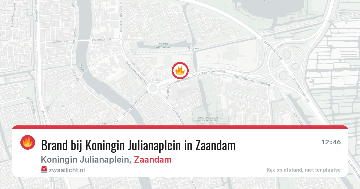 Brand bij Koningin Julianaplein in Zaandam — 17 mrt 2026