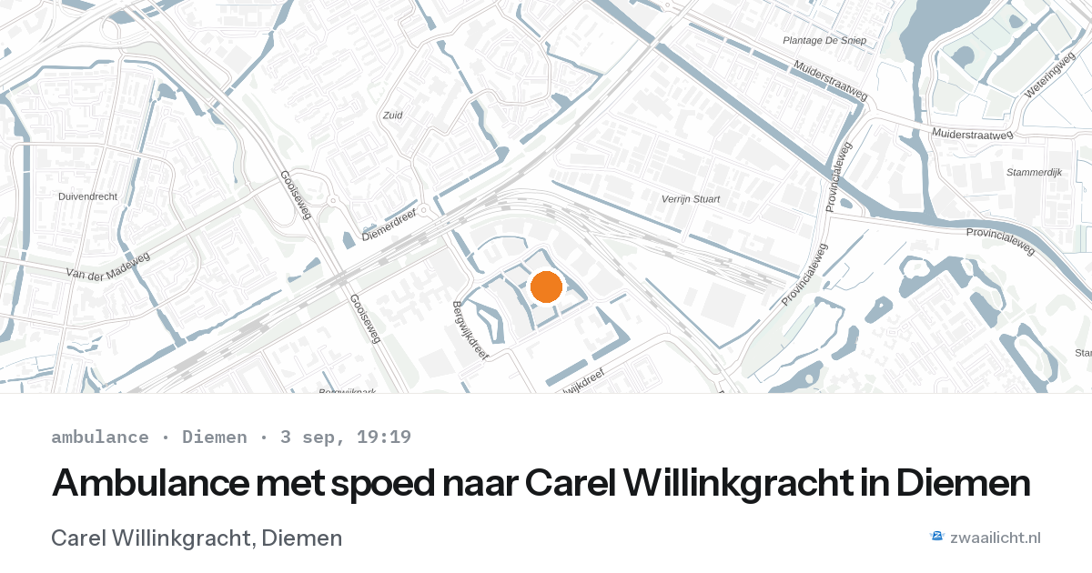 Ambulance met spoed naar Carel Willinkgracht in Diemen — 3 sep 2026