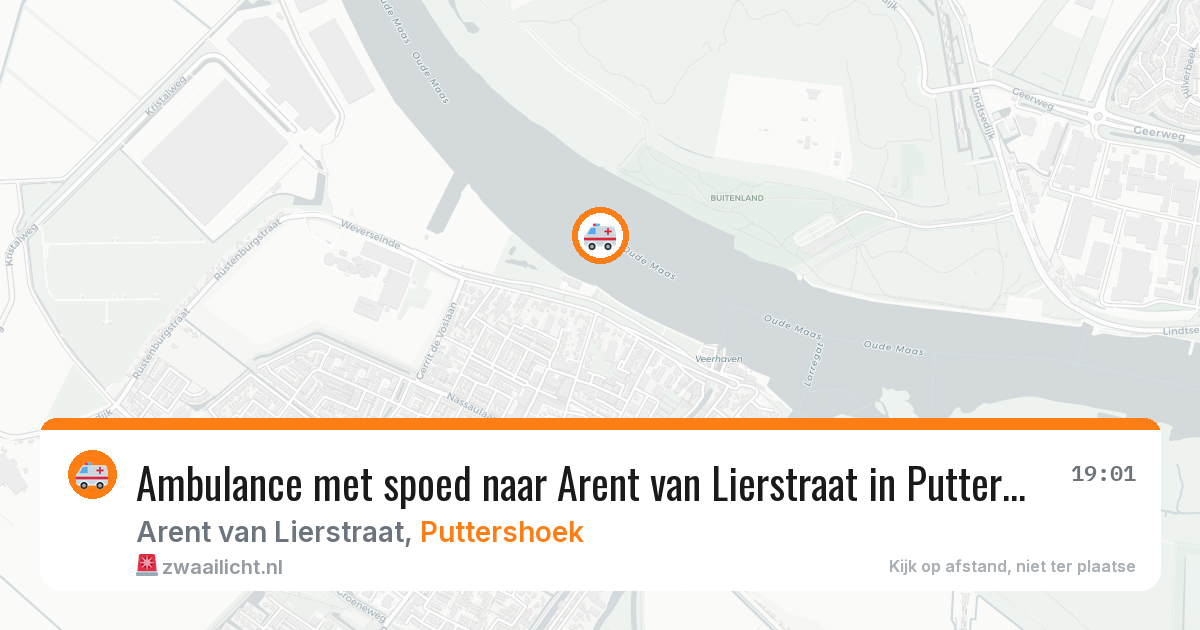 Ambulance met spoed naar Arent van Lierstraat in Puttershoek — 13 aug 2026