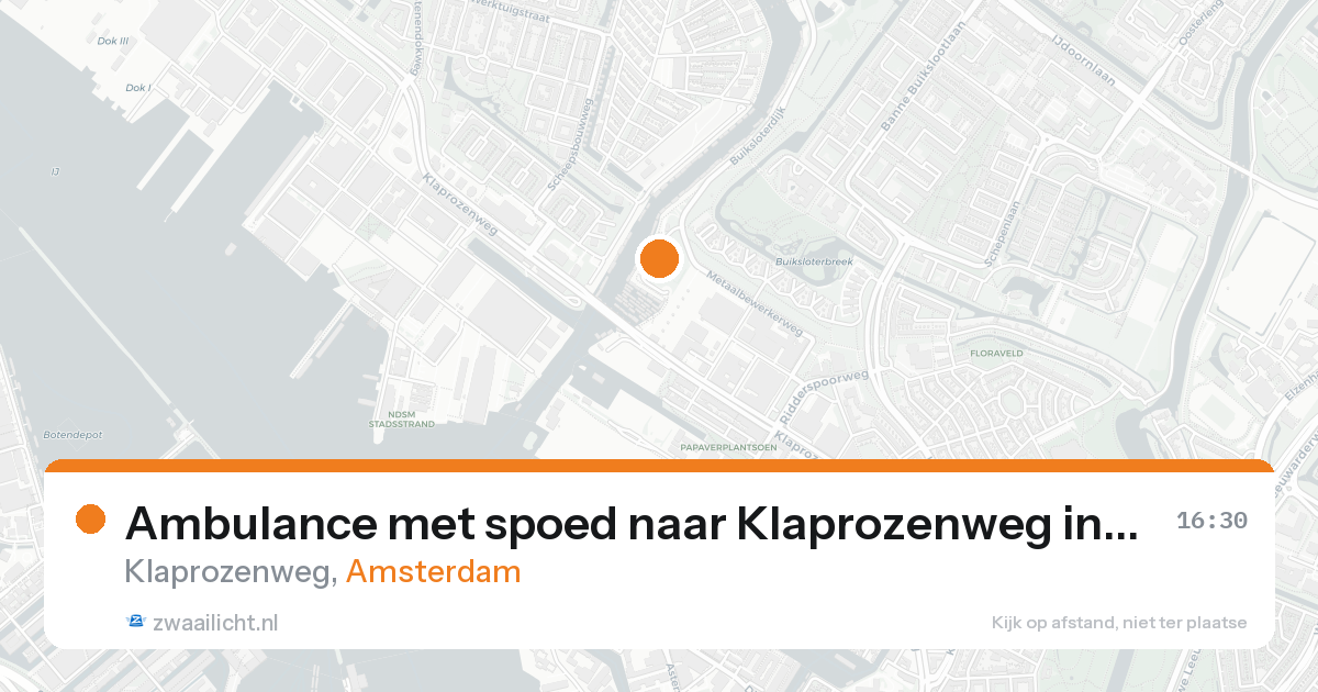 Ambulance met spoed naar Klaprozenweg in Amsterdam — 23 aug 2026
