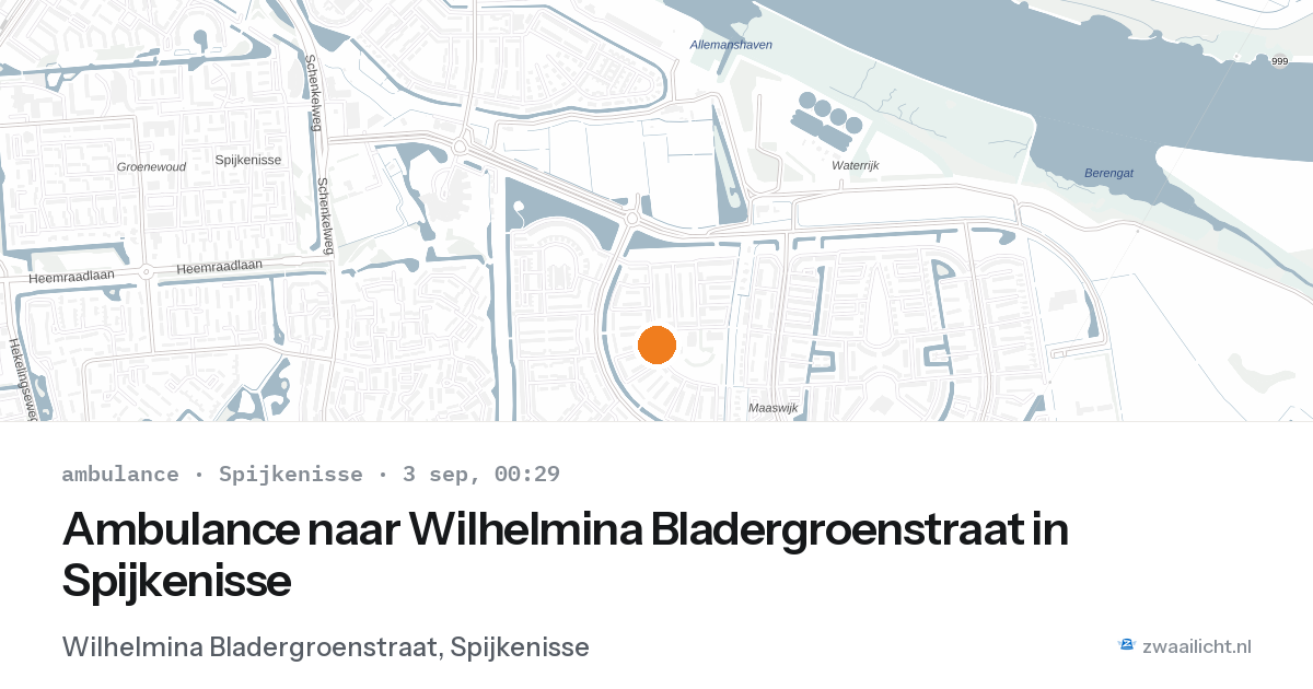 Ambulance naar Wilhelmina Bladergroenstraat in Spijkenisse — 2 sep 2026