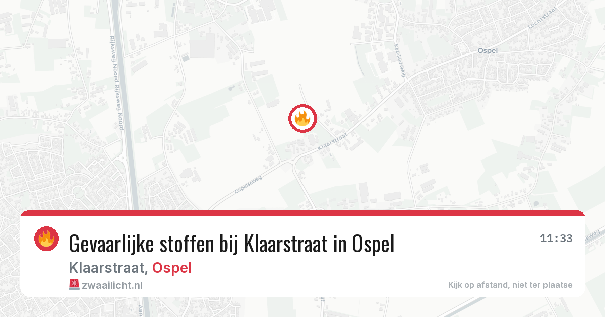 Gevaarlijke stoffen bij Klaarstraat in Ospel — 2 jul 2026