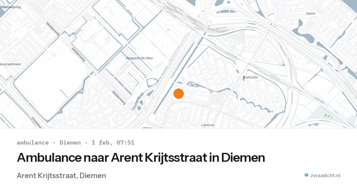 Ambulance naar Arent Krijtsstraat in Diemen — 1 feb 2026