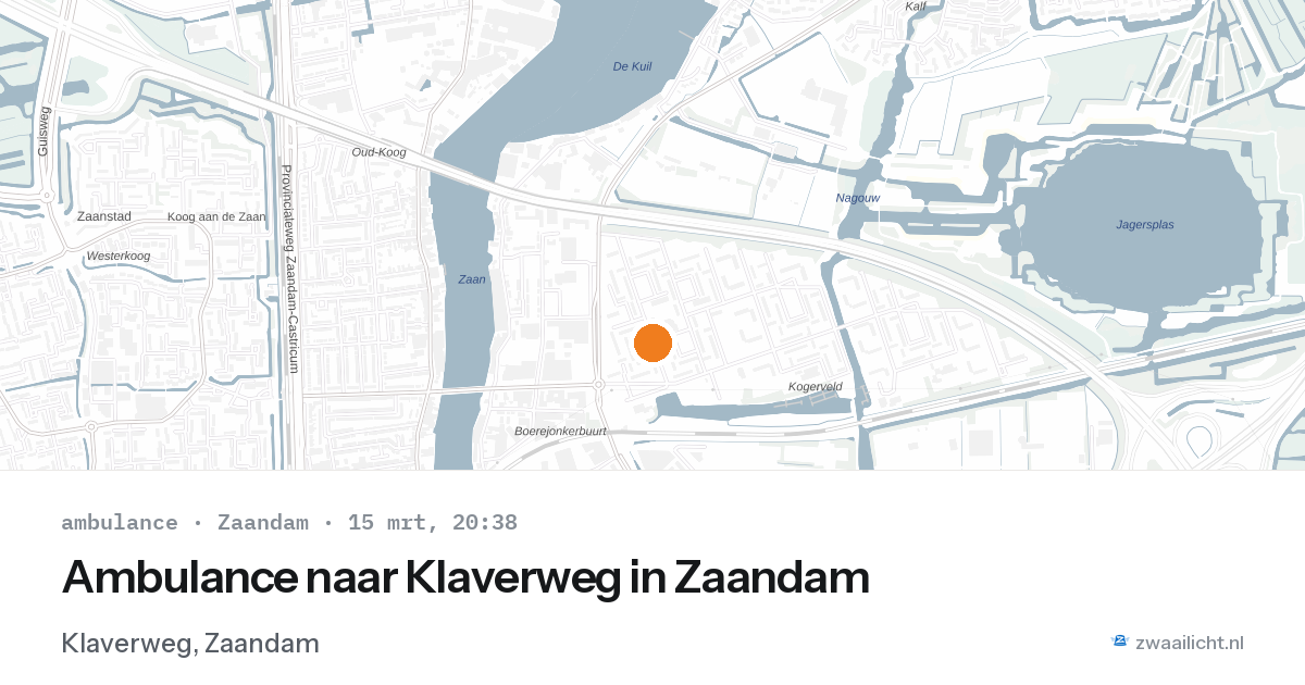 Ambulance naar Klaverweg in Zaandam — 15 mrt 2026
