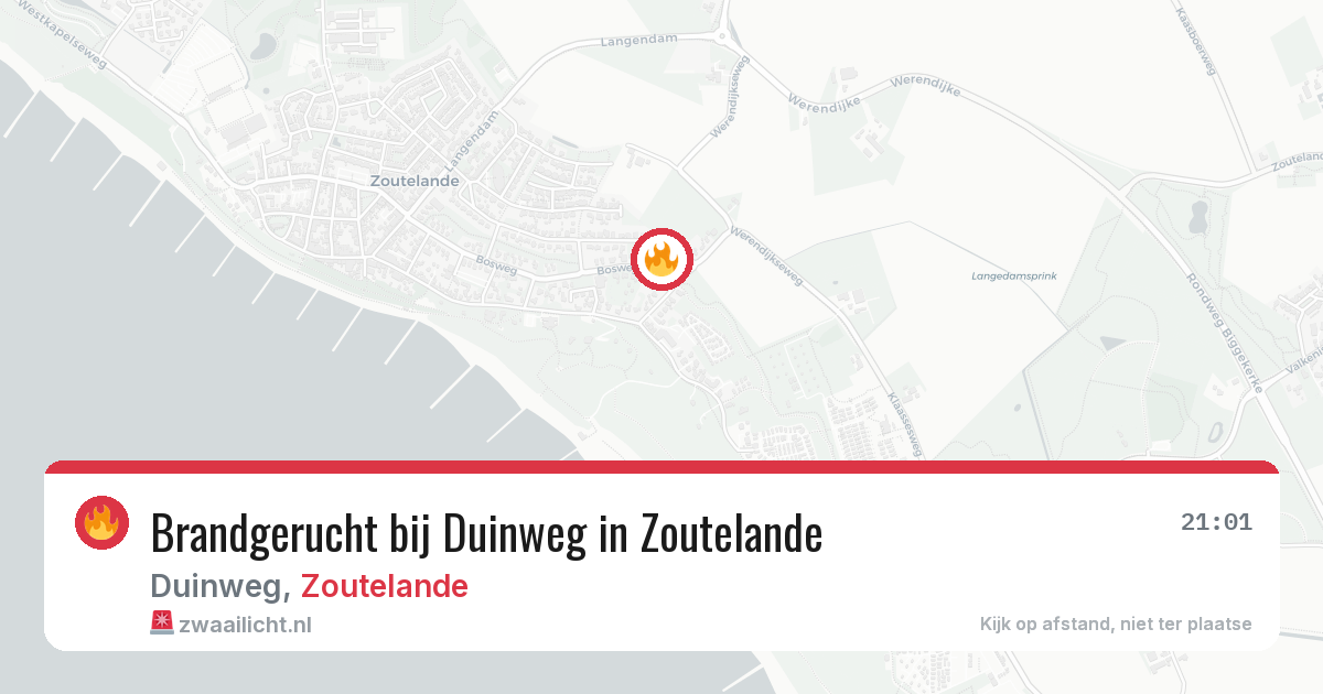 Brandgerucht bij Duinweg in Zoutelande — 1 aug 2026