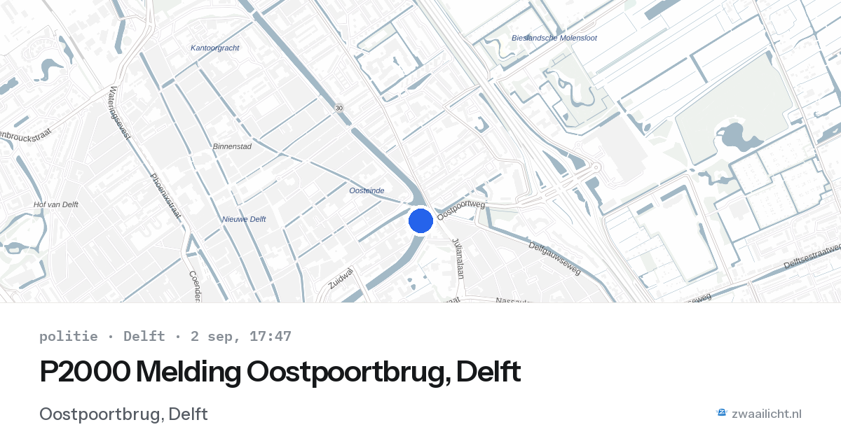 P2000 Melding Oostpoortbrug, Delft — 2 sep 2026