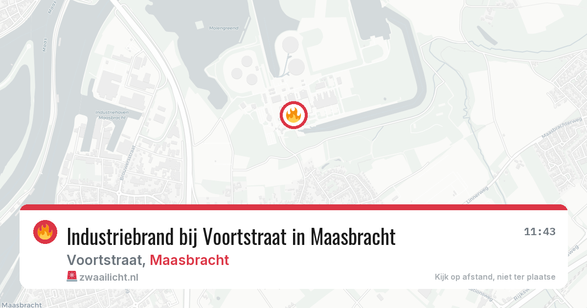 Industriebrand bij Voortstraat in Maasbracht — 6 jul 2026