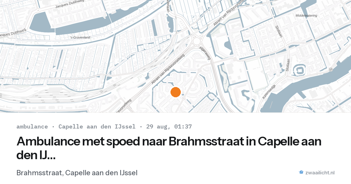 Ambulance met spoed naar Brahmsstraat in Capelle aan den IJssel — 28 aug 2026