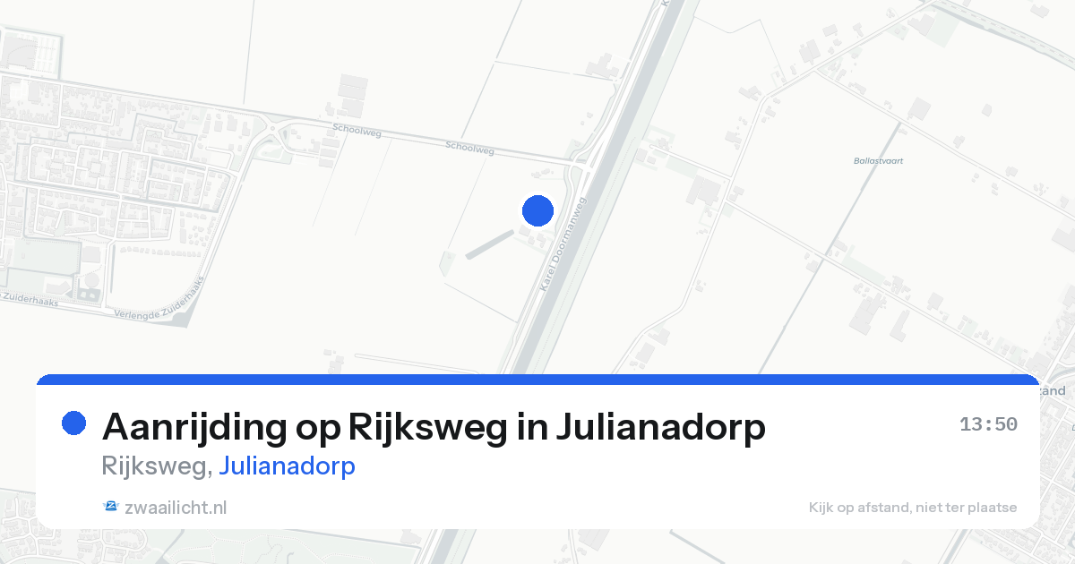 Aanrijding op Rijksweg in Julianadorp — 15 aug 2026