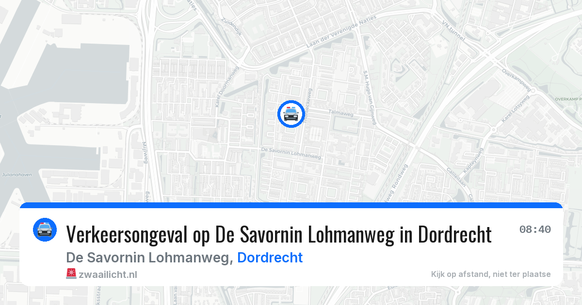 Verkeersongeval op De Savornin Lohmanweg in Dordrecht — 12 aug 2026