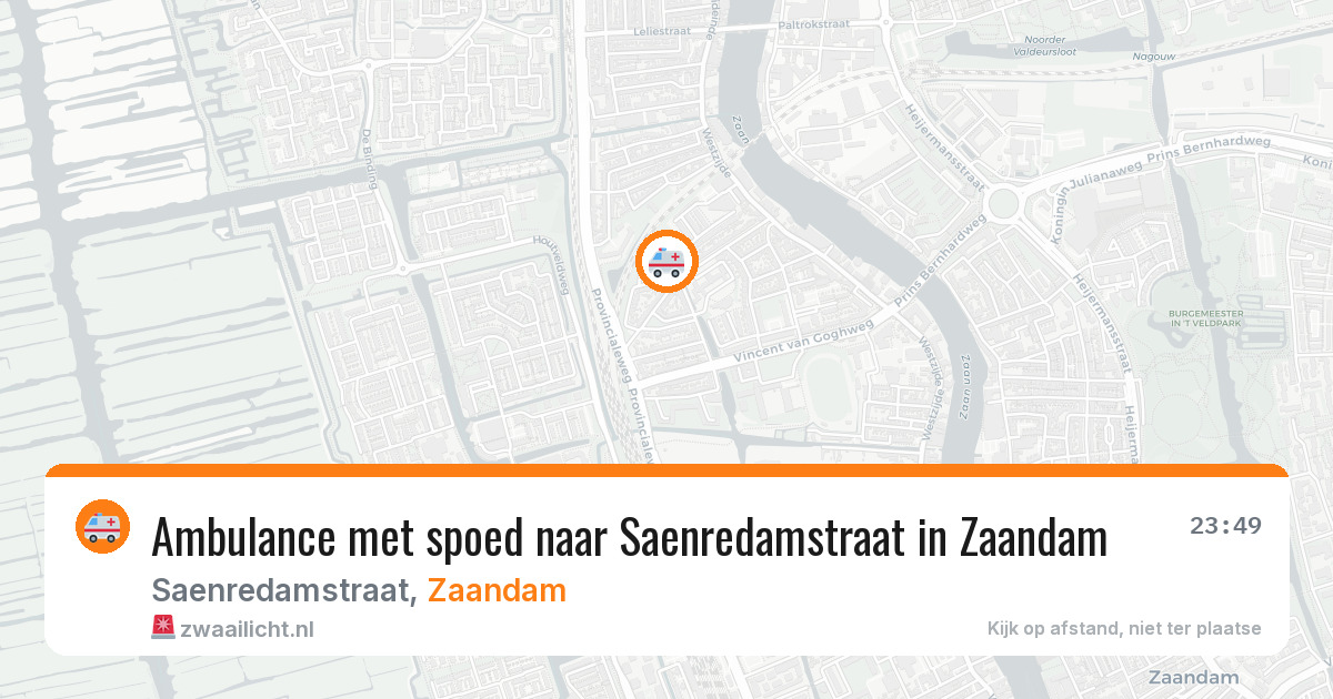 Ambulance met spoed naar Saenredamstraat in Zaandam — 13 aug 2026