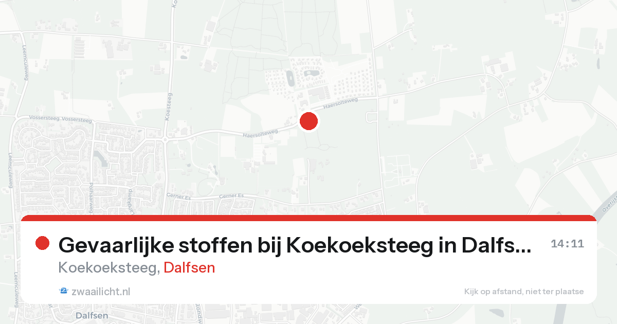 Gevaarlijke stoffen bij Koekoeksteeg in Dalfsen — 14 aug 2026