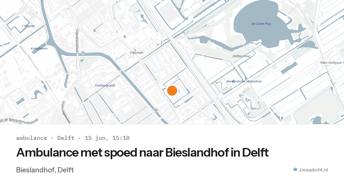Ambulance met spoed naar Bieslandhof in Delft — 15 jun 2026