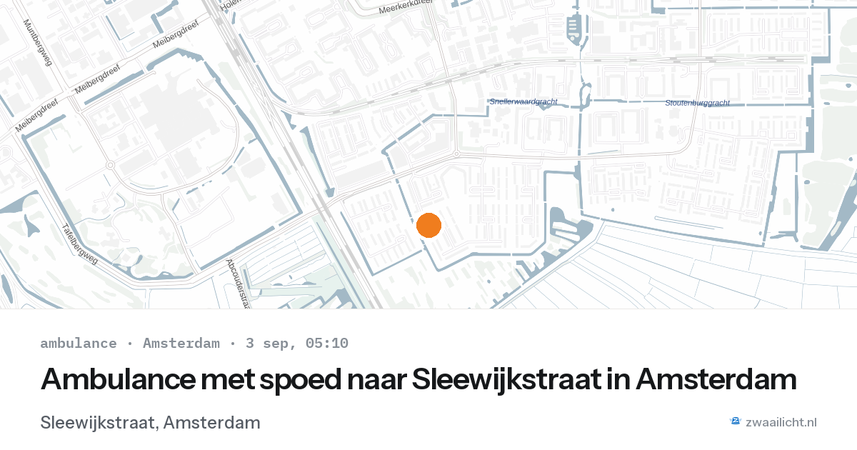 Ambulance met spoed naar Sleewijkstraat in Amsterdam — 3 sep 2026