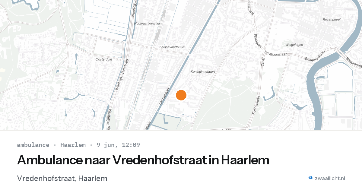 Ambulance naar Vredenhofstraat in Haarlem — 9 jun 2026