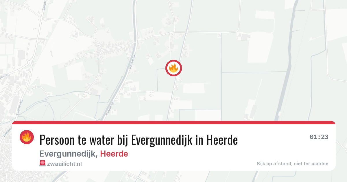 Persoon te water bij Evergunnedijk in Heerde — 3 jul 2026