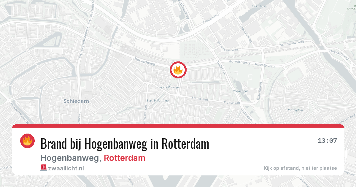 Brand bij Hogenbanweg in Rotterdam — 25 mei 2026