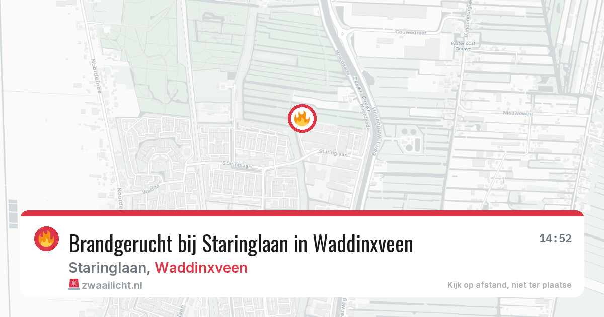 Brandgerucht bij Staringlaan in Waddinxveen — 3 jul 2026