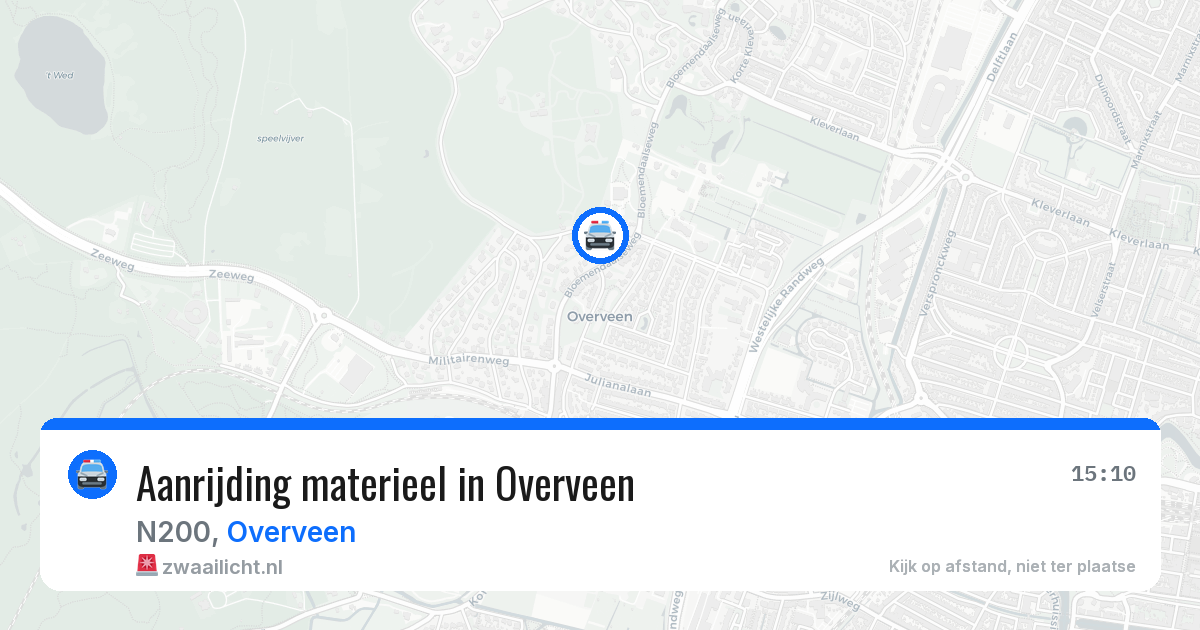 Aanrijding materieel in Overveen — 9 mei 2026