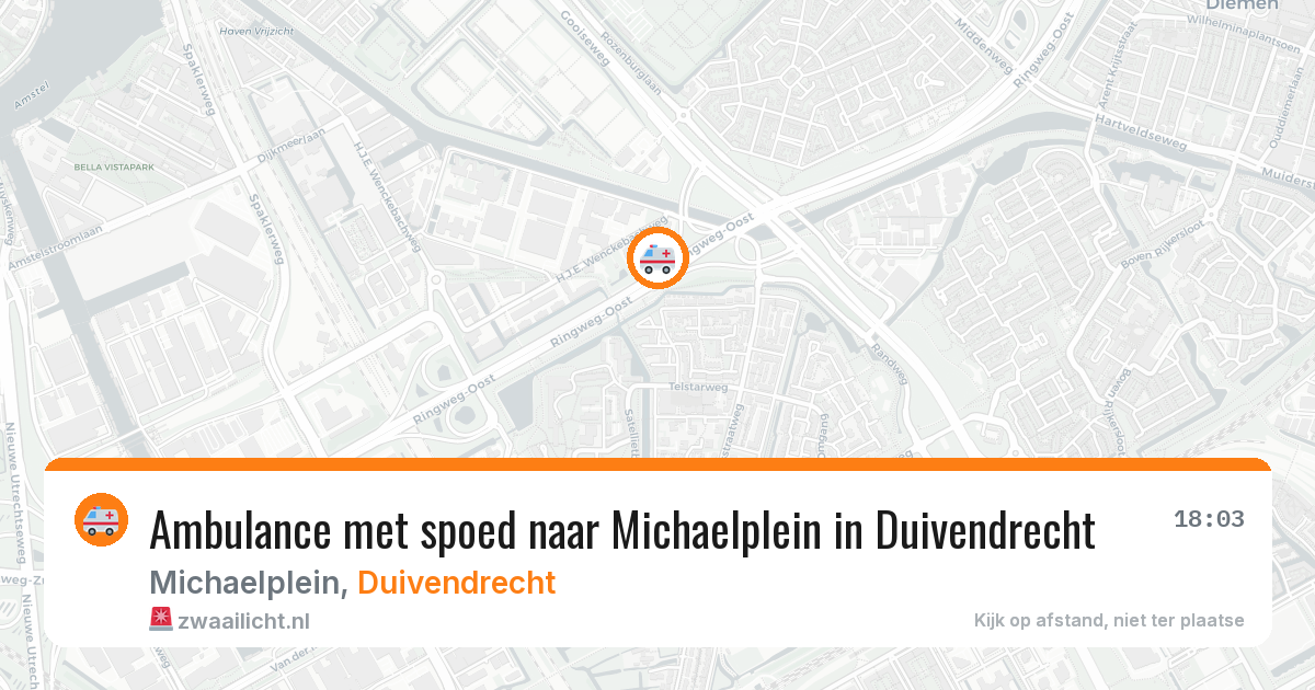 Ambulance met spoed naar Michaelplein in Duivendrecht — 3 aug 2026
