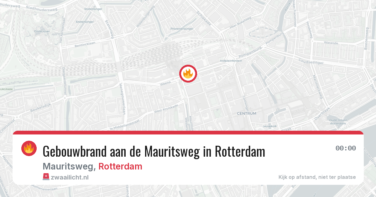 Gebouwbrand aan de Mauritsweg in Rotterdam — 27 jun 2026
