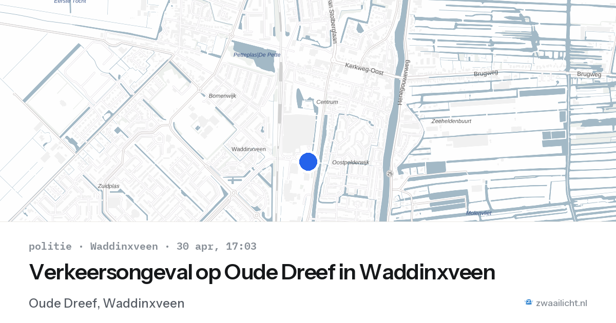 Verkeersongeval op Oude Dreef in Waddinxveen — 30 apr 2026