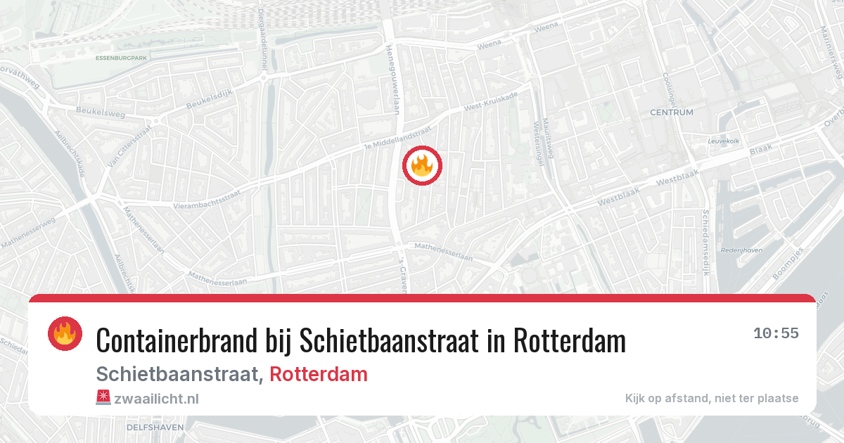 Containerbrand bij Schietbaanstraat in Rotterdam — 9 mrt 2026
