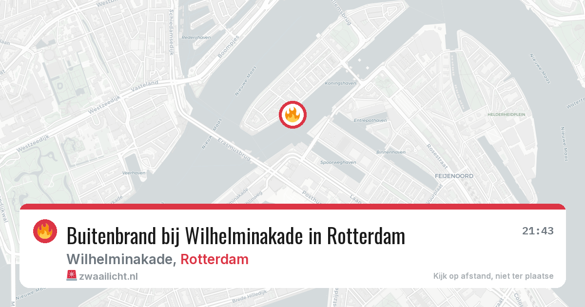Buitenbrand bij Wilhelminakade in Rotterdam — 8 aug 2026