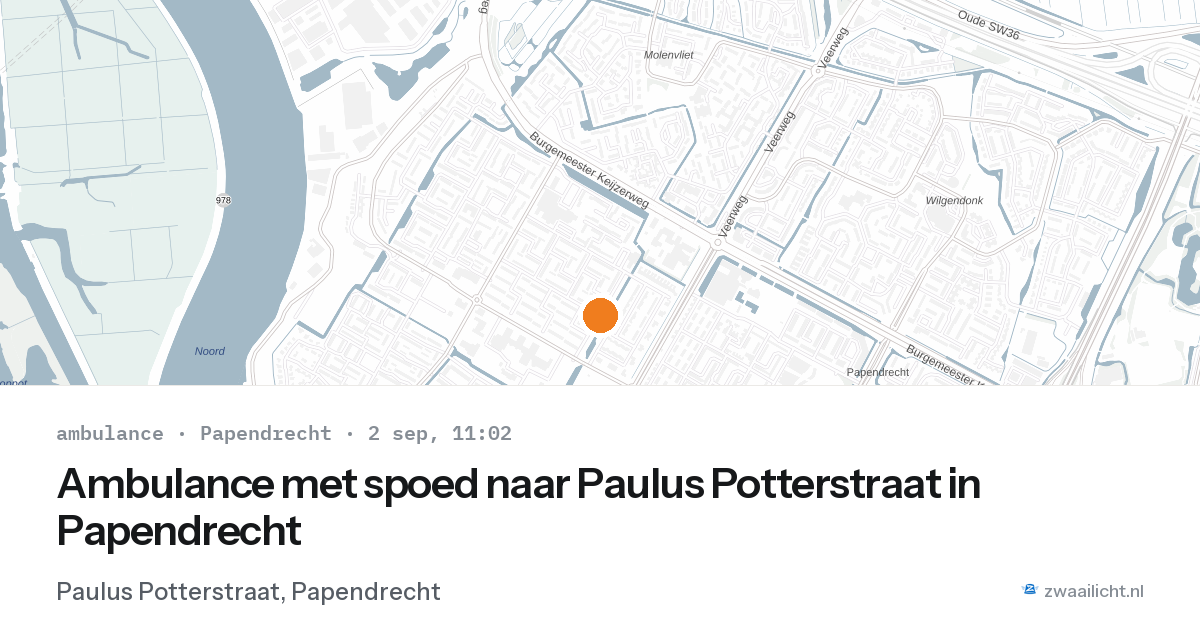 Ambulance met spoed naar Paulus Potterstraat in Papendrecht — 2 sep 2026
