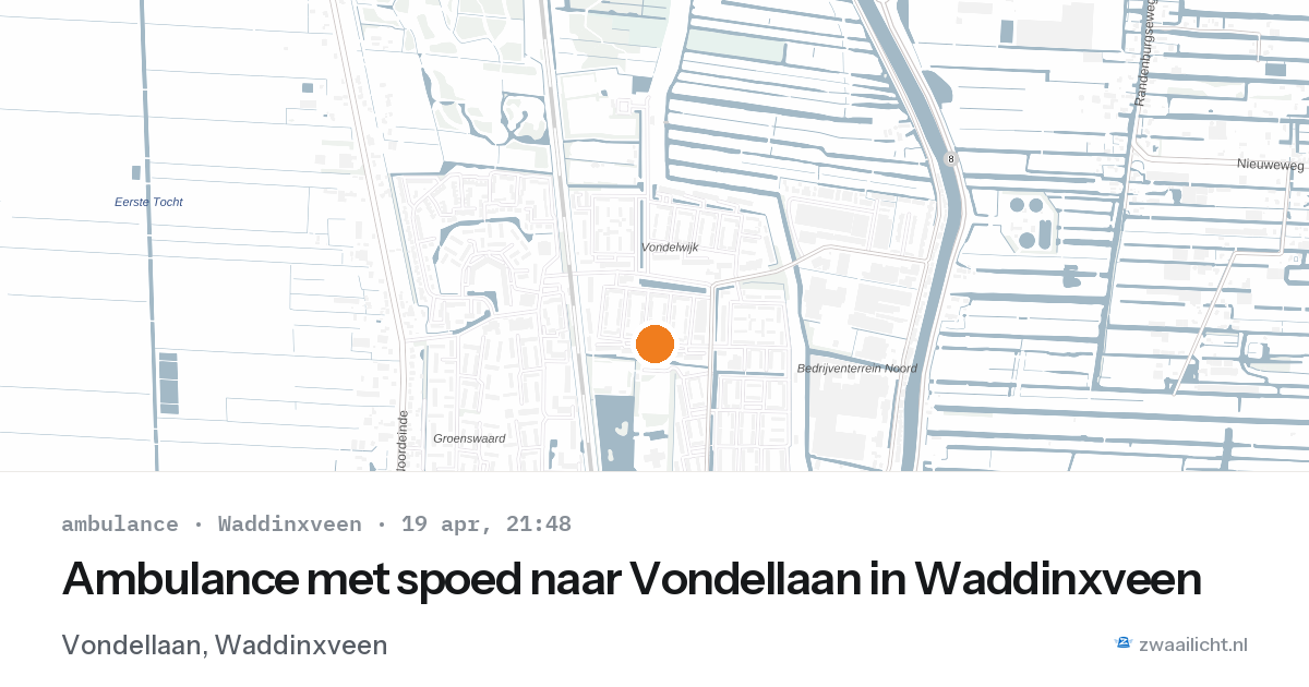 Ambulance met spoed naar Vondellaan in Waddinxveen — 19 apr 2026