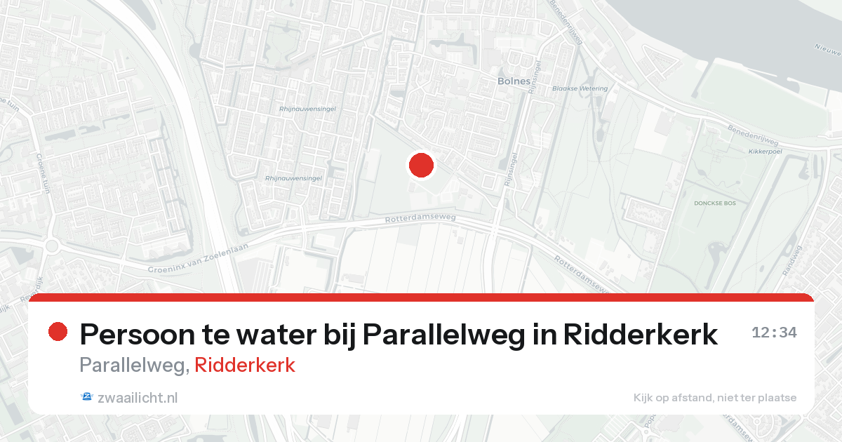 Persoon te water bij Parallelweg in Ridderkerk — 23 aug 2026