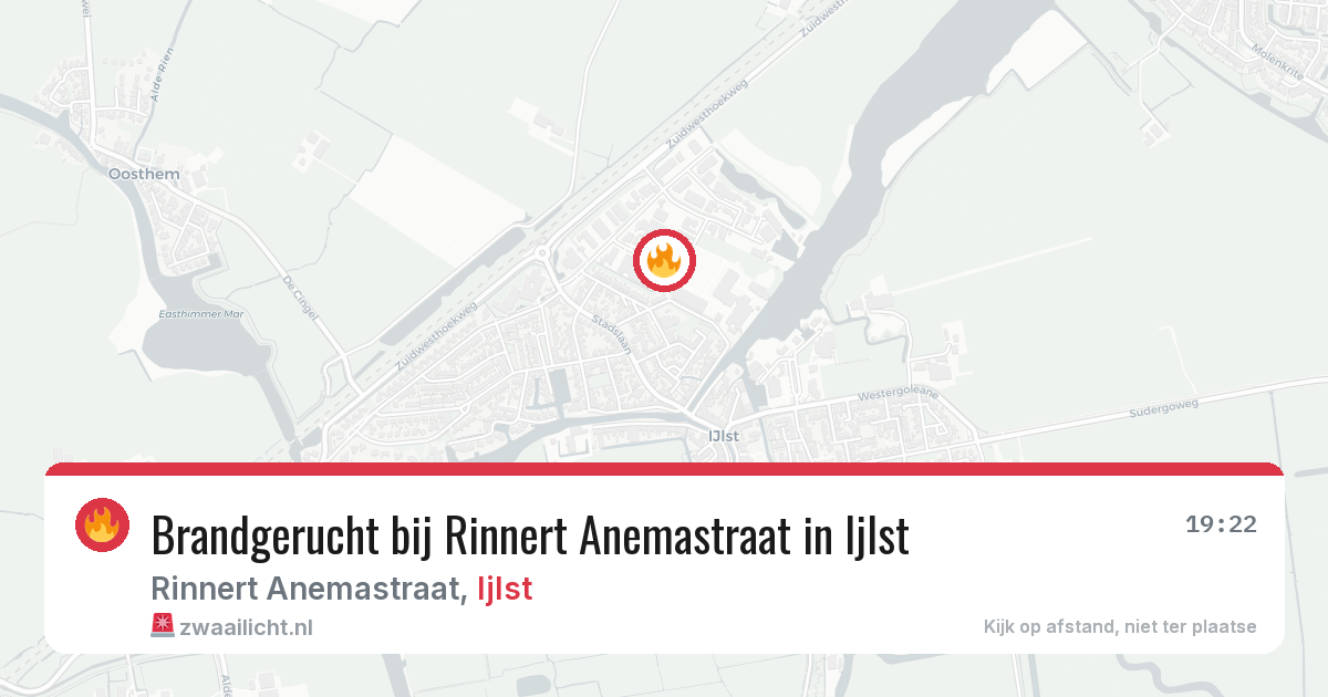 Brandgerucht bij Rinnert Anemastraat in Ijlst — 26 jul 2026