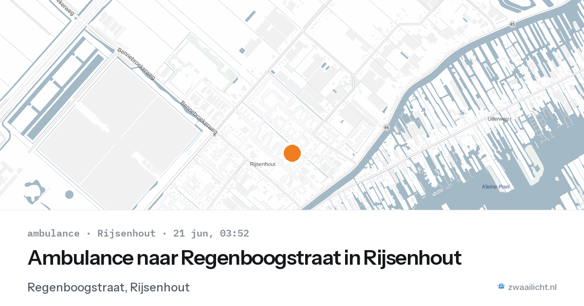 Ambulance naar Regenboogstraat in Rijsenhout — 21 jun 2026