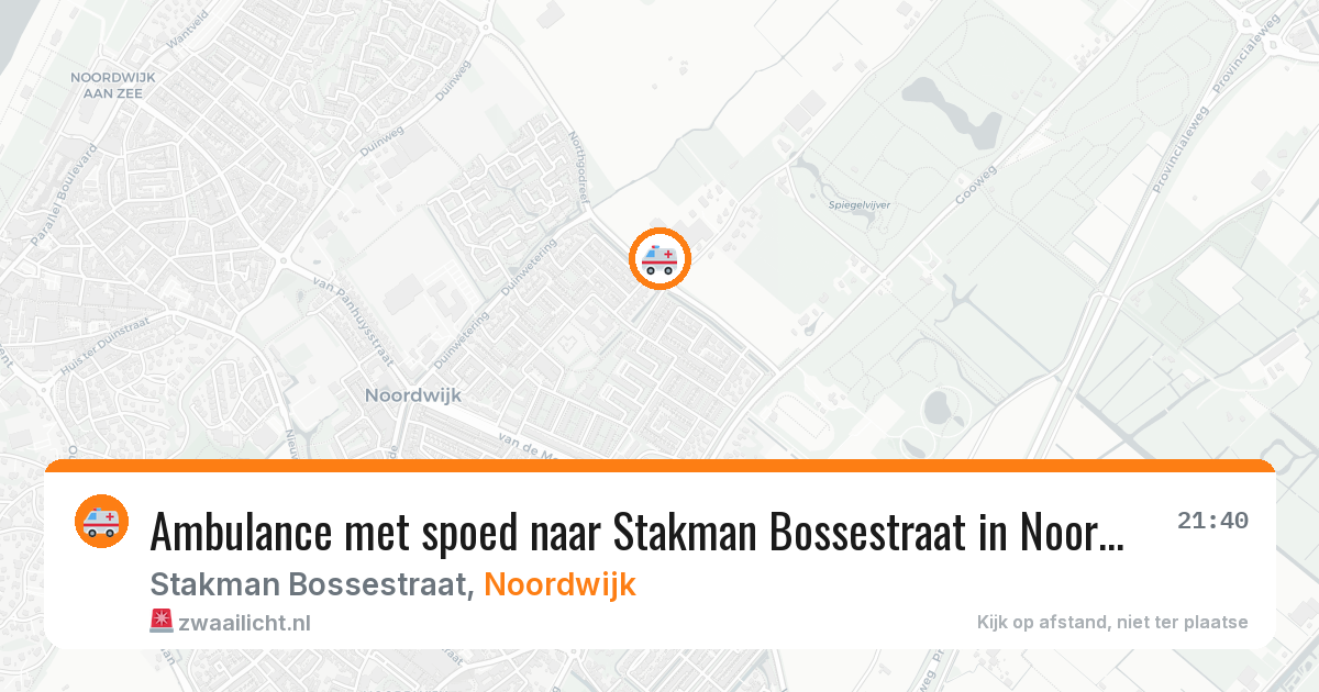 Ambulance met spoed naar Stakman Bossestraat in Noordwijk — 20 jun 2026