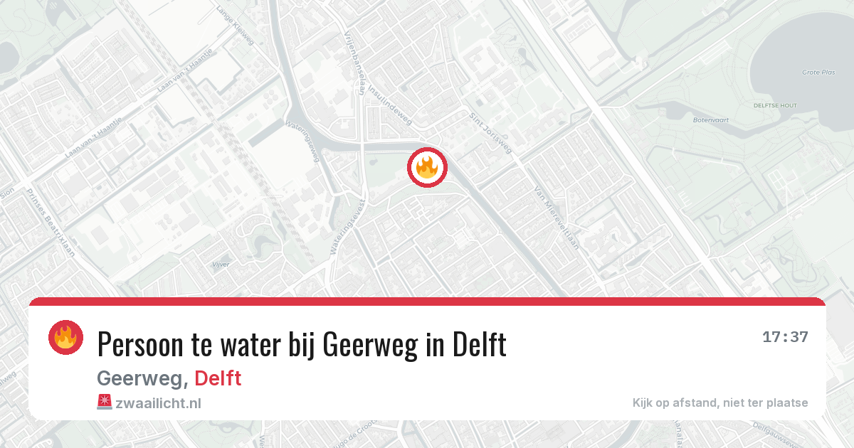 Persoon te water bij Geerweg in Delft — 14 jul 2026