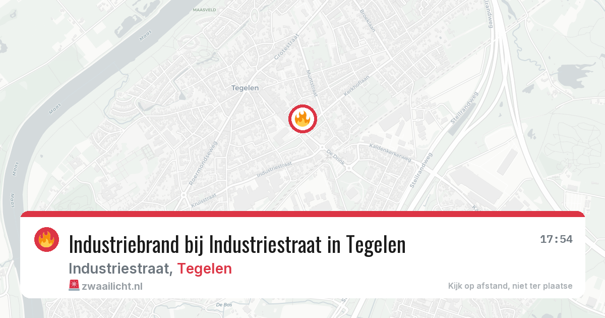 Industriebrand bij Industriestraat in Tegelen — 26 mei 2026