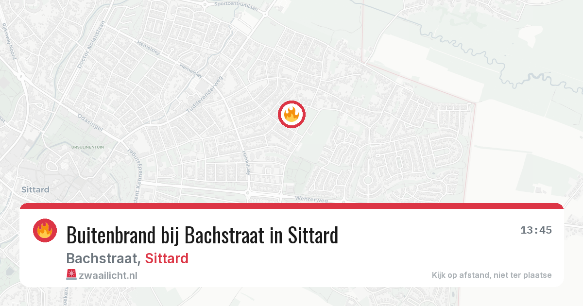 Buitenbrand bij Bachstraat in Sittard — 9 jul 2026