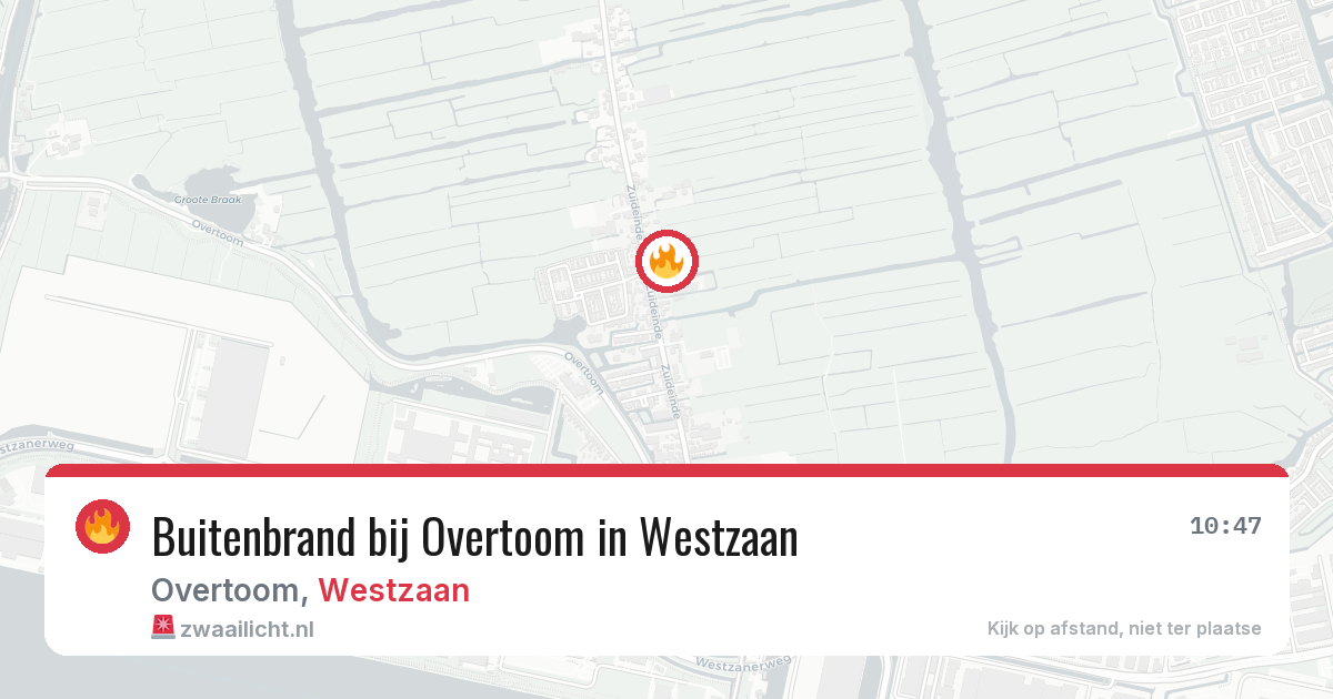 Buitenbrand bij Overtoom in Westzaan — 16 jun 2026