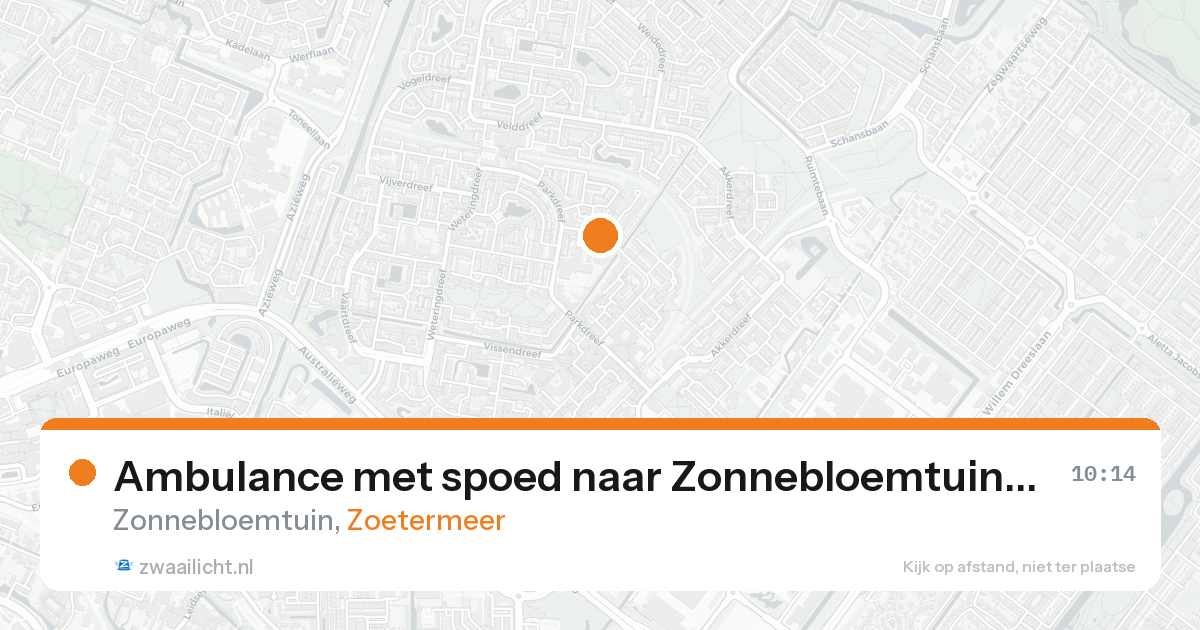 Ambulance met spoed naar Zonnebloemtuin in Zoetermeer — 19 aug 2026