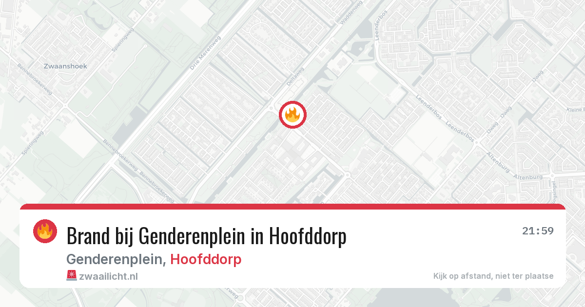 Brand bij Genderenplein in Hoofddorp — 7 aug 2026