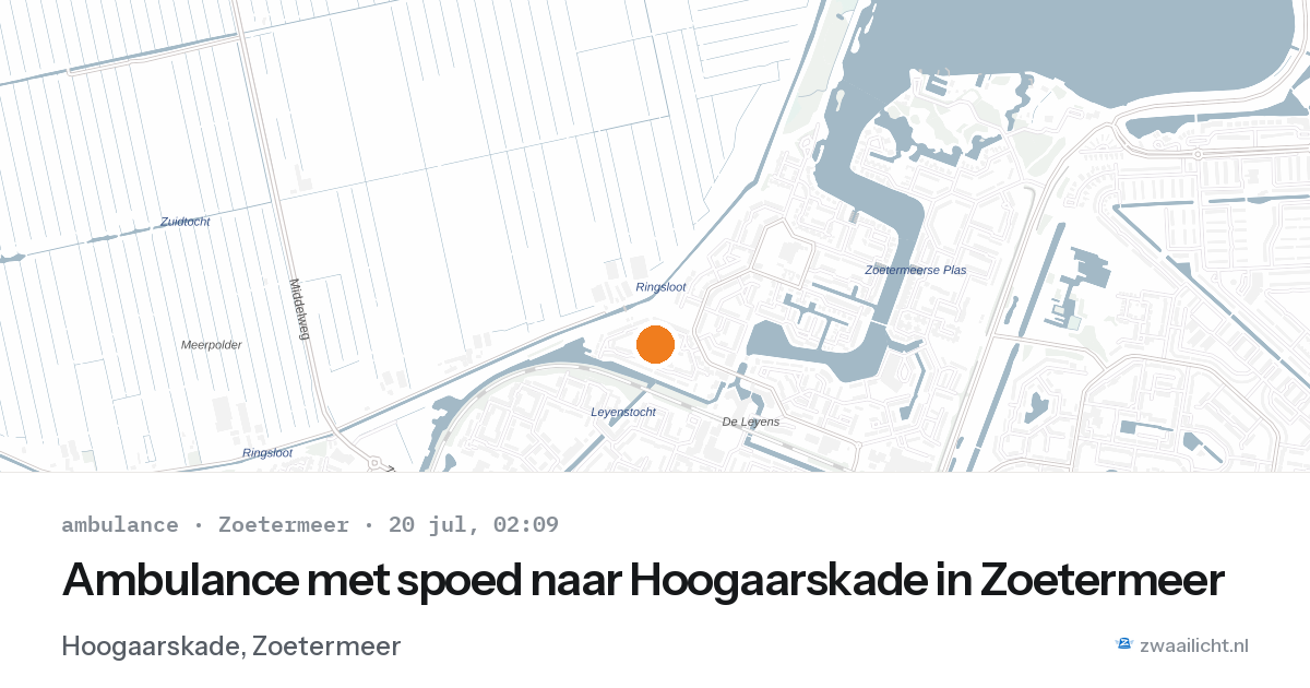 Ambulance met spoed naar Hoogaarskade in Zoetermeer — 20 jul 2026