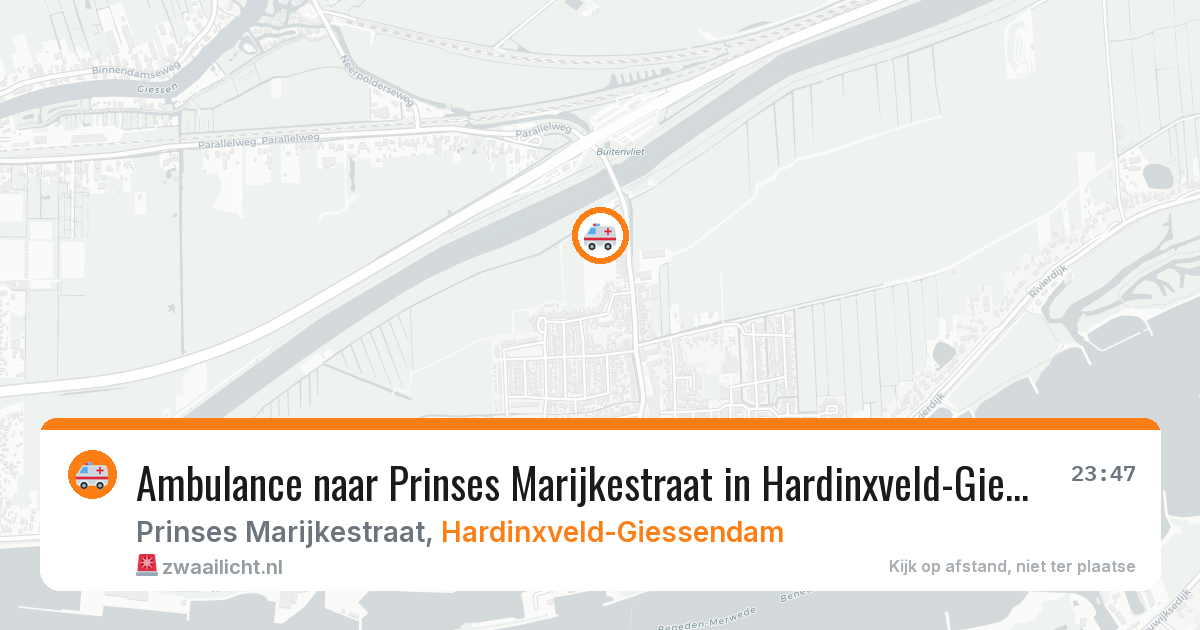 Ambulance naar Prinses Marijkestraat in Hardinxveld-Giessendam — 10 jul 2026