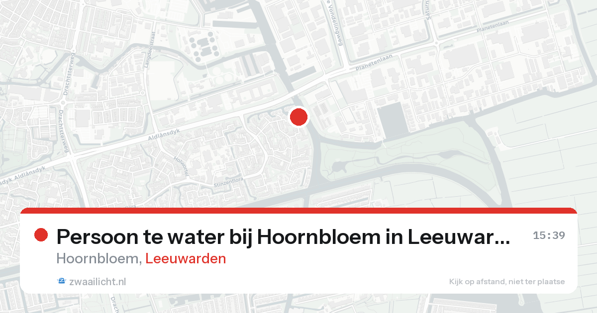 Persoon te water bij Hoornbloem in Leeuwarden — 25 aug 2026