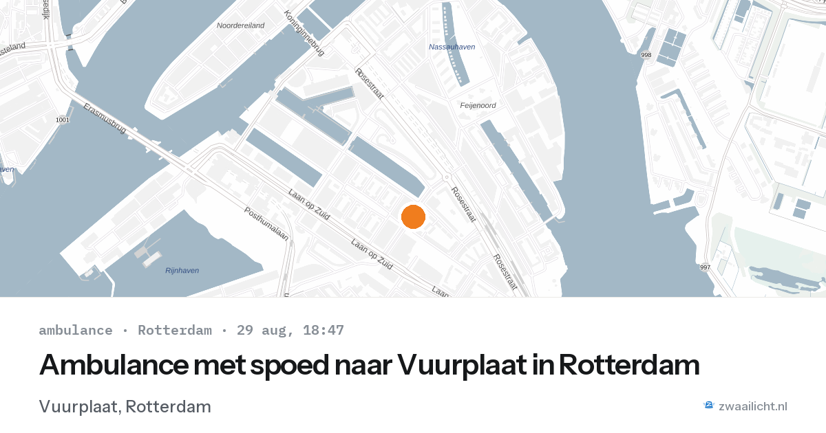 Ambulance met spoed naar Vuurplaat in Rotterdam — 29 aug 2026