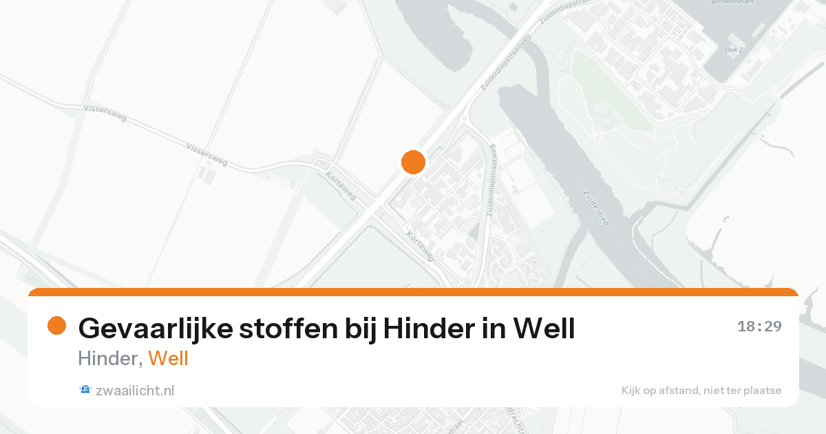 Gevaarlijke stoffen bij Hinder in Well — 17 aug 2026