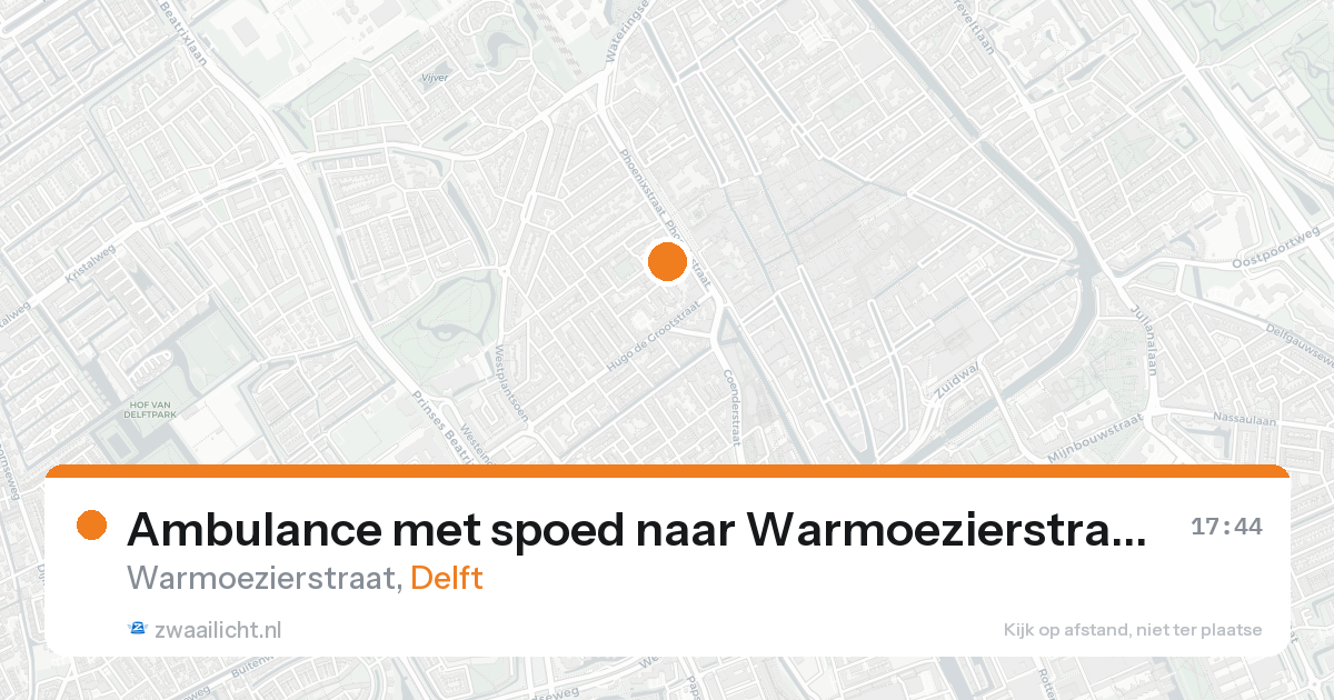 Ambulance met spoed naar Warmoezierstraat in Delft — 17 mei 2026